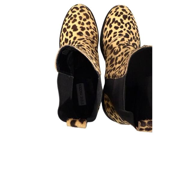 Steve Madden Gliding Leopard Calf Hair Chunky Short Boot Womens Size 9.5 M - Picture 4 of 8